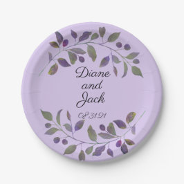 Paars Waterverf Leaf Papieren Bordje