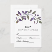 Paars Waterverf Leaf RSVP-kaarten RSVP Kaartje (Voorkant / Achterkant)