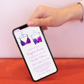 Paars Waterverf Lingerie Vrijgezellenfeest Kaart