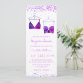Paars Waterverf Lingerie Vrijgezellenfeest Kaart (Staand voorkant)