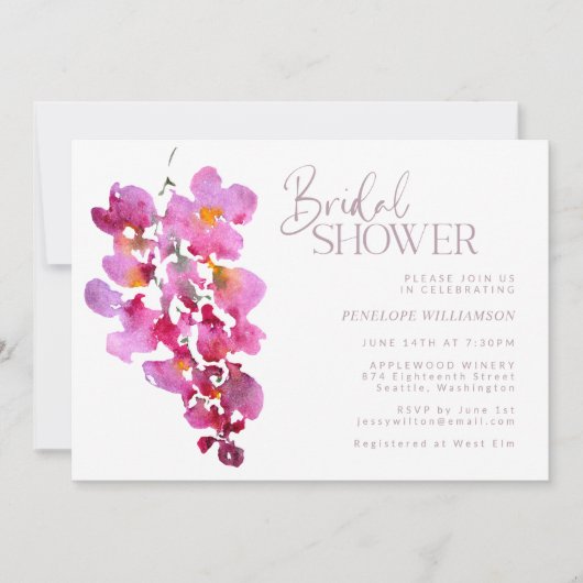 Paars Waterverf met Wisteria Stripes Vrijgezellenf Kaart (Voorkant)