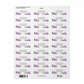 Paars Waterverf Roos Floral Return Address Label (Full Sheet)