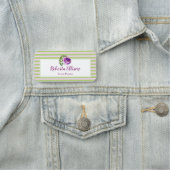 Paars Waterverf Roos Floral Stripes Business Naamplaatje (In situ)