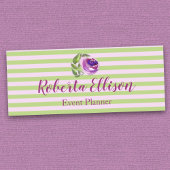 Paars Waterverf Roos Floral Stripes Naamplaatje