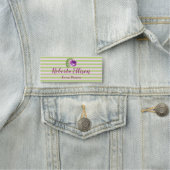 Paars Waterverf Roos Floral Stripes Naamplaatje (In situ)