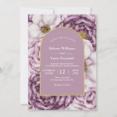 Paars Waterverf Roos & Gold Arch Kaart (Voorkant)