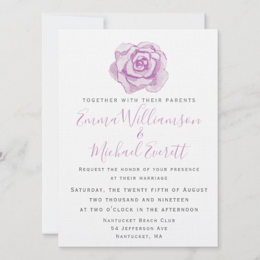 Paars Waterverf Roos | Weddenschap Kaart (Voorkant)