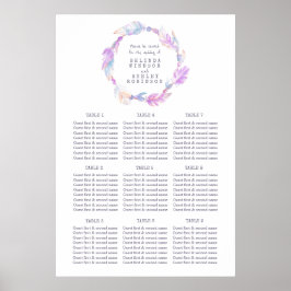 Paars waterverf trouwtafel poster