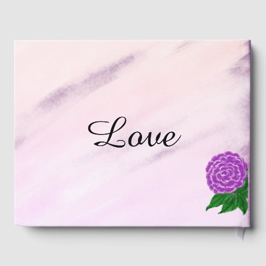  Paars Waterverf van Cream Floral Weddenschap Gastenboek (Achterkant)