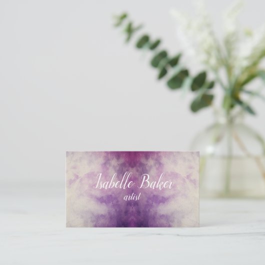 Paars Waterverf visitekaartje (Staand voorkant)