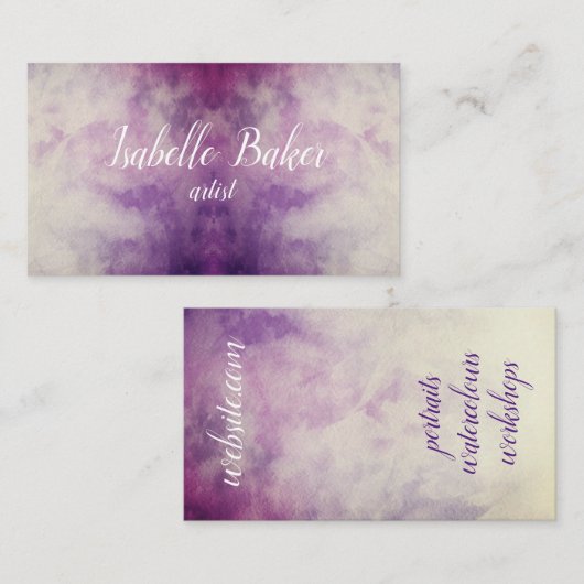 Paars Waterverf visitekaartje (Voorkant / Achterkant)