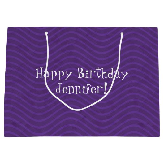 Paars Wavy Lines Pattern Large Cadeautasje (Voorkant)