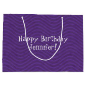 Paars Wavy Lines Pattern Large Cadeautasje (Achterkant)