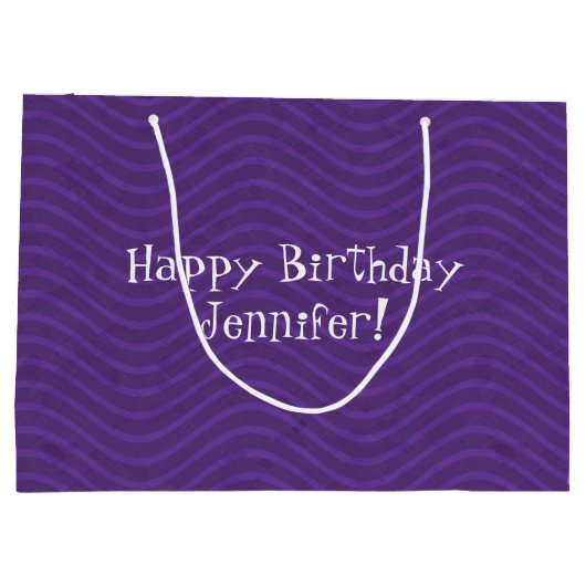 Paars Wavy Lines Pattern Large Cadeautasje (Achterkant)