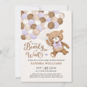 Paars we kunnen wachten tot Teddy Bear Baby shower Kaart (Voorkant)