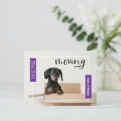 Paars we verplaatsen Dachshund Dog in Box Briefkaa Briefkaart (Staand voorkant)