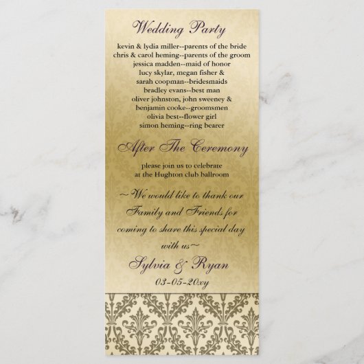 paars Weddenprogramma Programmakaart (Achterkant)