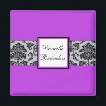 Paars Wedding Damask Magnet<br><div class="desc">Klassieke en elegante damesmonogram magnet. Volledig aanpasbaar. Matching trouwbenodigdheden zijn verkrijgbaar in deze winkel.</div>