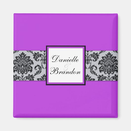 Paars Wedding Damask Magnet (Voorkant)