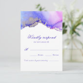 Paars Wedding RSVP-Kaart RSVP Kaartje (Staand voorkant)