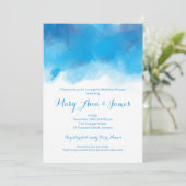 Paar's Wedding Shower Summer Blue Waterverf Kaart (Staand voorkant)