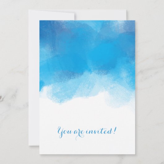 Paar's Wedding Shower Summer Blue Waterverf Kaart (Achterkant)