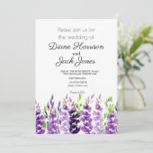 Paars Wedding Waterverf Lavender Kaart (Staand voorkant)