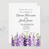 Paars Wedding Waterverf Lavender Kaart (Voorkant / Achterkant)