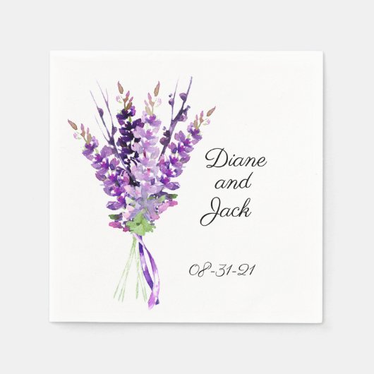 Paars Wedding Waterverf Lavender Servet (Voorkant)