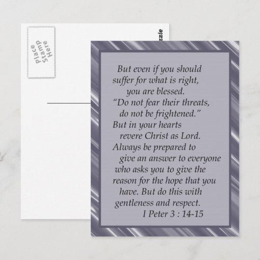 Paars "Wees niet bang" Bijbel Verse Briefkaart (Voorkant / Achterkant)