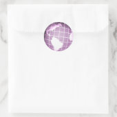 Paars Wereldbol Ronde Sticker (Tas)