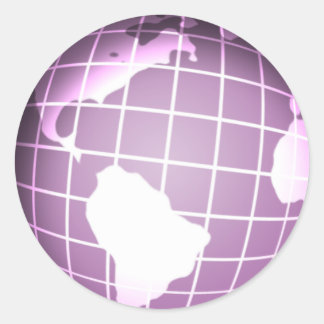 Paars Wereldbol Ronde Sticker