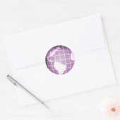 Paars Wereldbol Ronde Sticker (Envelop)