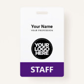 Paars werknemer Naam Bedrijfs Logo Personeel Label Badge (Voorkant)