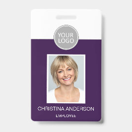 Paars Werknemersnaam Logo Foto Zakelijk Werk Badge