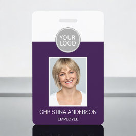 Paars Werknemersnaam Logo Foto Zakelijk Werk Badge