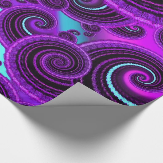 Paars wervelfractal Art Patroon Cadeaupapier (Hoek)