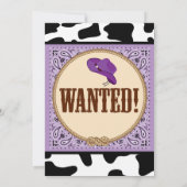 Paars Western, Cowgirl Birthday Party Kaart (Achterkant)