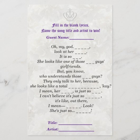 Paars|White African Princess Baby shower Game Flyer (Achterkant)