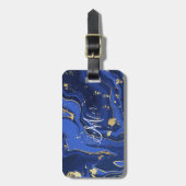 Paars White Agate Marble Abstract Midnight Blue Bagagelabel (Voorkant verticaal)