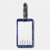 Paars White Agate Marble Abstract Midnight Blue Bagagelabel (Achterkant verticaal)