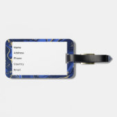 Paars White Agate Marble Abstract Midnight Blue Bagagelabel (Achterkant horizontaal)