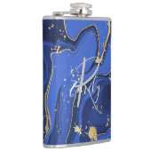 Paars White Agate Marble Abstracte Name Monogram Heupfles (Rechts)