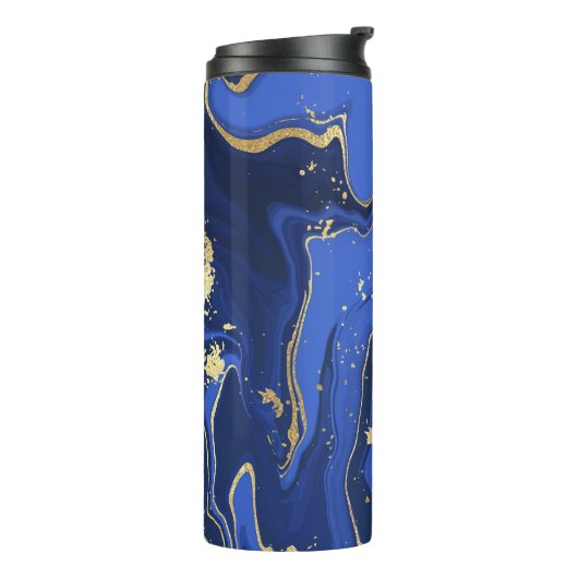 Paars White Agate Marble Abstracte Name Monogram Thermosbeker (Gedraaid links)