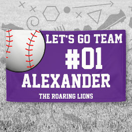 Paars White Baseball Team Spirit Spandoek