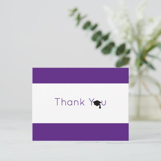 Paars White Bold Afstuderen Hartelijk dank Briefkaart (Staand voorkant)