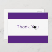 Paars White Bold Afstuderen Hartelijk dank Briefkaart (Voorkant / Achterkant)