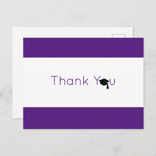 Paars White Bold Afstuderen Hartelijk dank Briefkaart (Voorkant / Achterkant)