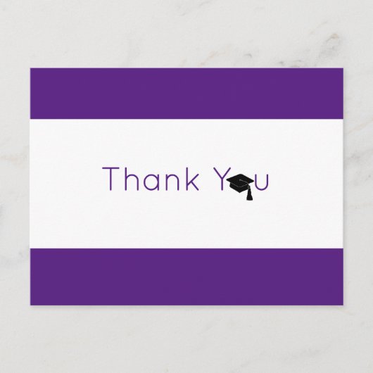 Paars White Bold Afstuderen Hartelijk dank Briefkaart (Voorkant)