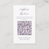 Paars | White Capture The Love QR-code Informatiekaartje (Voorkant)